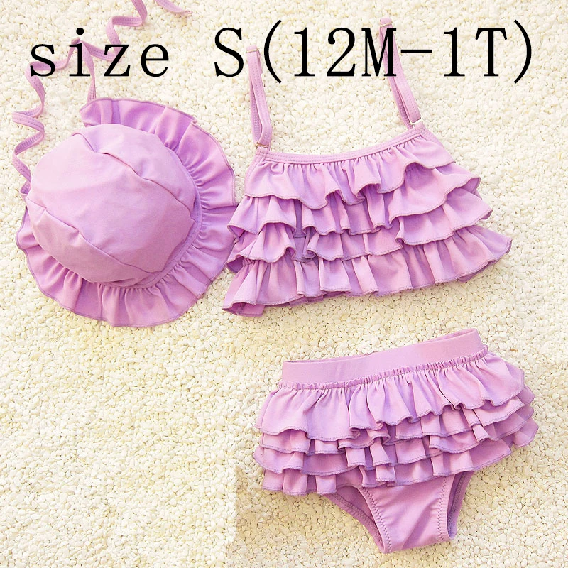 Детская одежда для купания комплект из 3 предметов, бикини для девочек г., летний купальный костюм для девочек пляжная одежда для купания купальная Одежда для девочек - Цвет: purple S