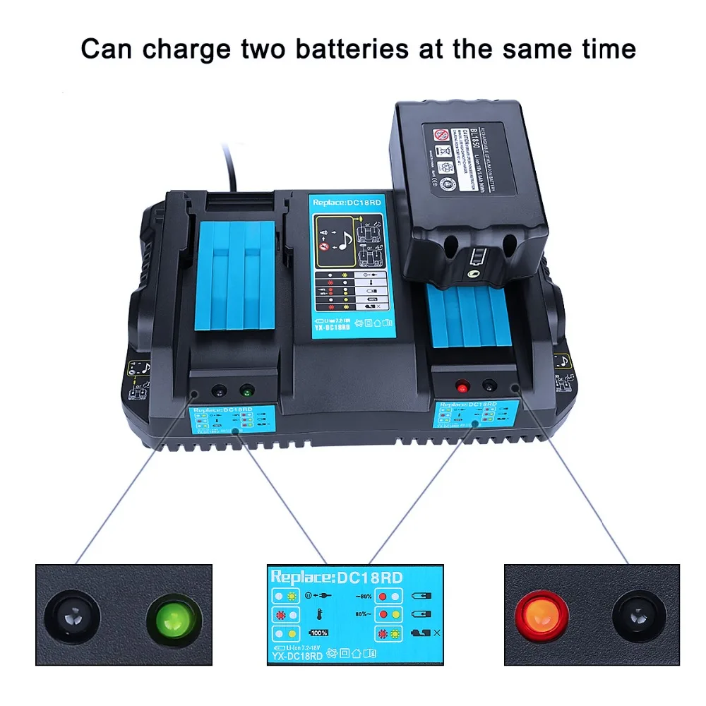 Высокое качество li-ion Батарея Зарядное устройство 4A двойной зарядки положение для Makita 14,4 В 18 В BL1830 Bl1430 DC18RC DC18RA с портом USB