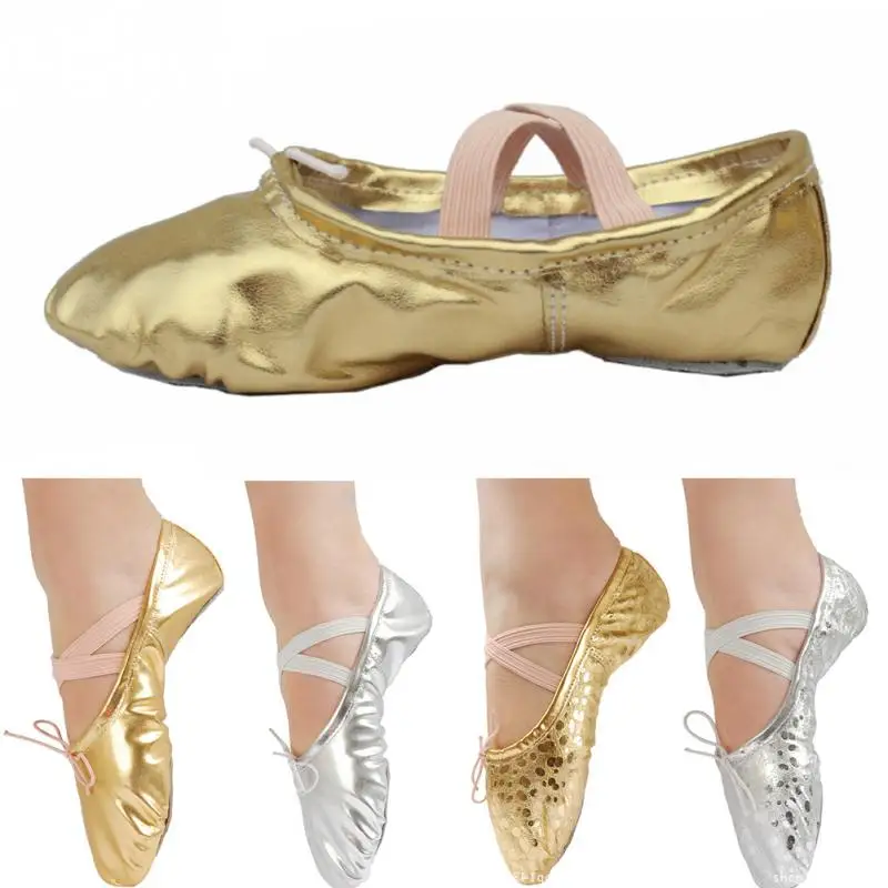Sports Ballet Dancer Shoe Dance Feet Wearing Shoes Pointed Sequin Leather Ballet Dancing Shoes