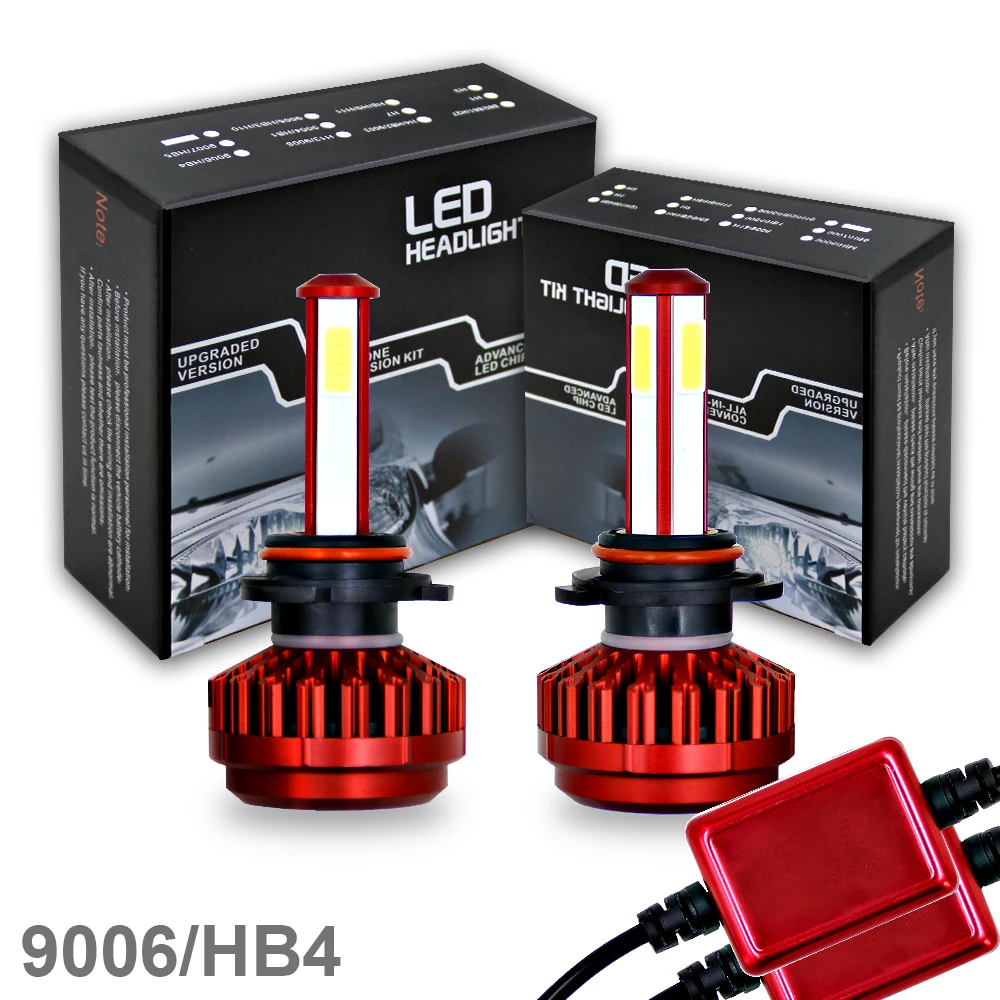 

100W 9006 HB4 12000LM 6000K All-In-One LED Headlight Kit High/Low Beam Bulbs Automotive LED Headlamps for Cars