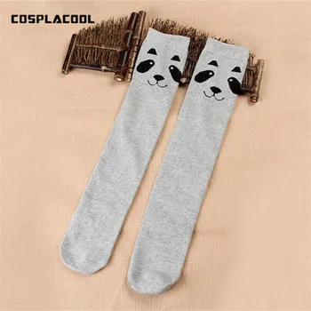 

[COSPLACOOL]Cute Panda Cat High Knee Cotton Thigh High Women Funny Stockings Kawaii Cartoon Warm Stockings Over Knee Meias