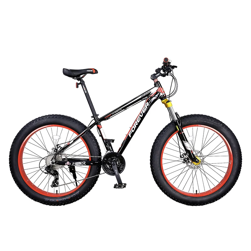 Mountain Bike Wide Thick Tires Shock Absorbed 27 Speed Aluminum Alloy Hard Frame 26 Inches Big Tires Waterproof Bearings Adult