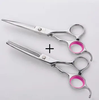 

family 6 inch 440C steel home hair scissors set makas cutting & thinning barber tools makeup hot shears hairdressing scissors