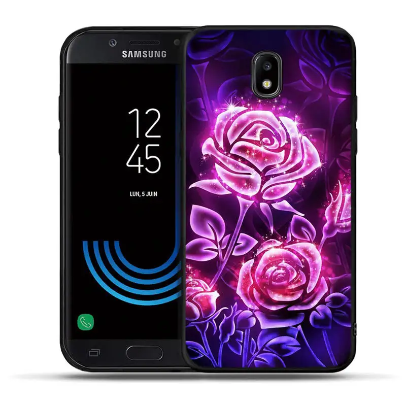 Роскошный чехол из ТПУ с черными розовыми красными цветами для Samsung Galaxy J3 J5 J7 2016 2017