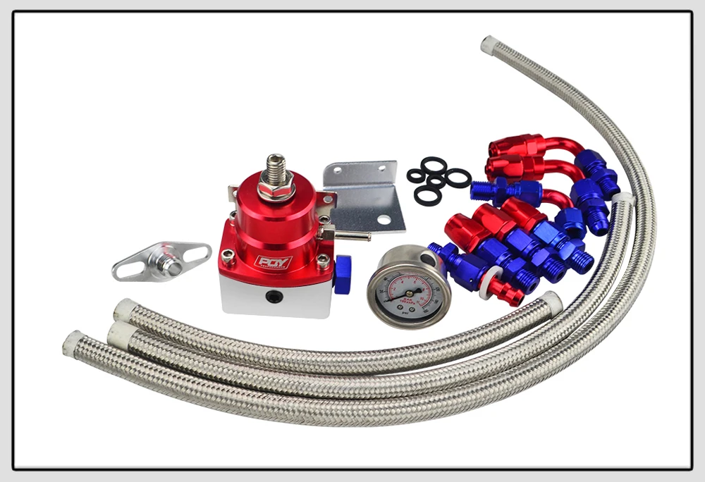 Универсальный Регулируемый регулятор давления топлива с манометром+ AN6 шланг топливной линии+ фитинги концевой комплект