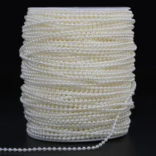 New10Meters 3mm/4mm/5mm/6mm/8mm/10mm Craft Square Imitation Pearl Beads Cotton Line Chain For DIY Wedding Party Decoration Party