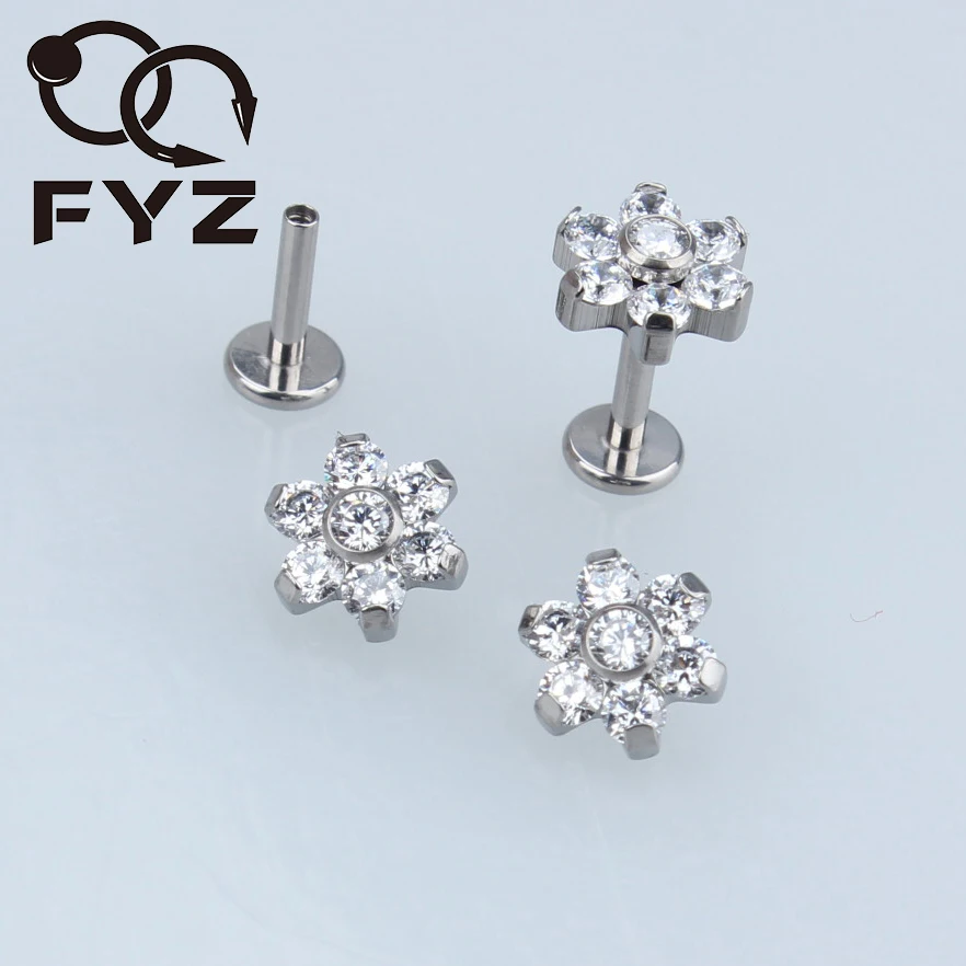 

G23 Titanium Flower Top Ear Helix Tragus Stud Cartilage Earring 16 Labret Lip Piercing Body Jewelry