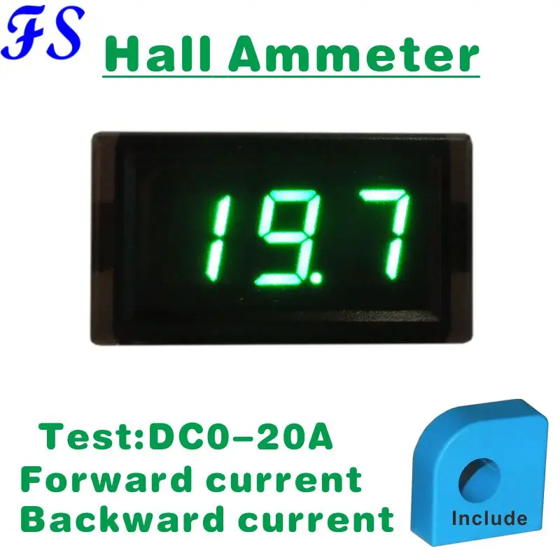 DC 0 20A Hall Sensor Current Meter LED Digital Hall Amp Panl Meter DC