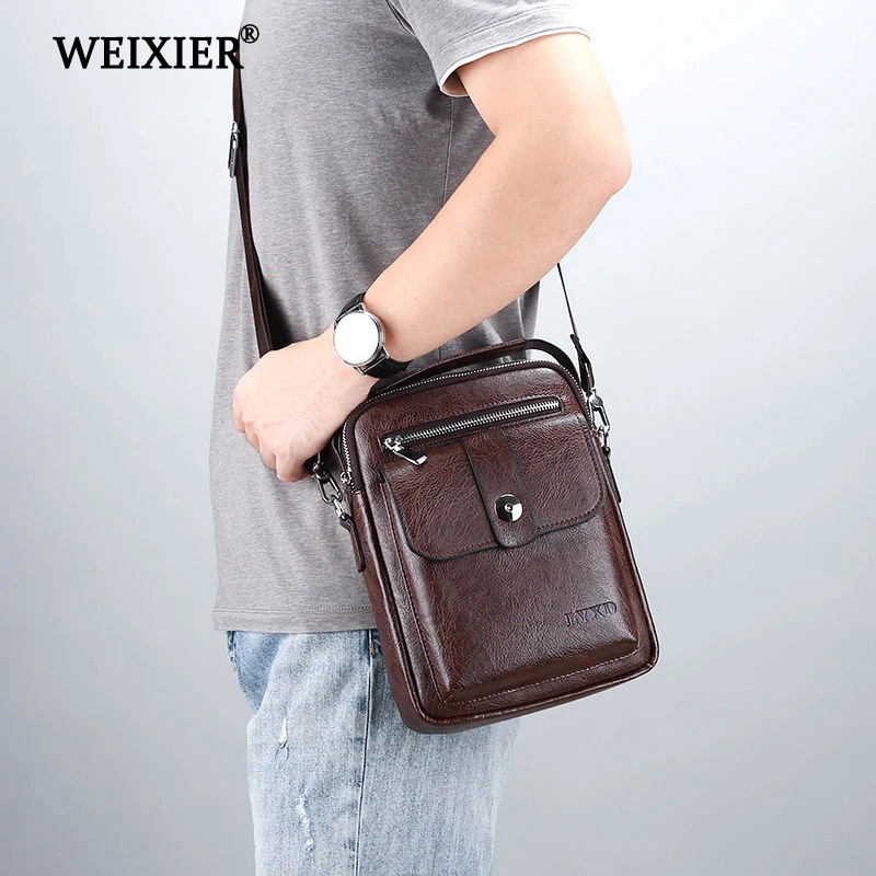 Ceny WEIXIER 2019 nowa torba kurierska ze skóry PU modna prosta torebka przyjazd Vintage Designer Crossbody Travel PU skóra wysokiej jakości torba