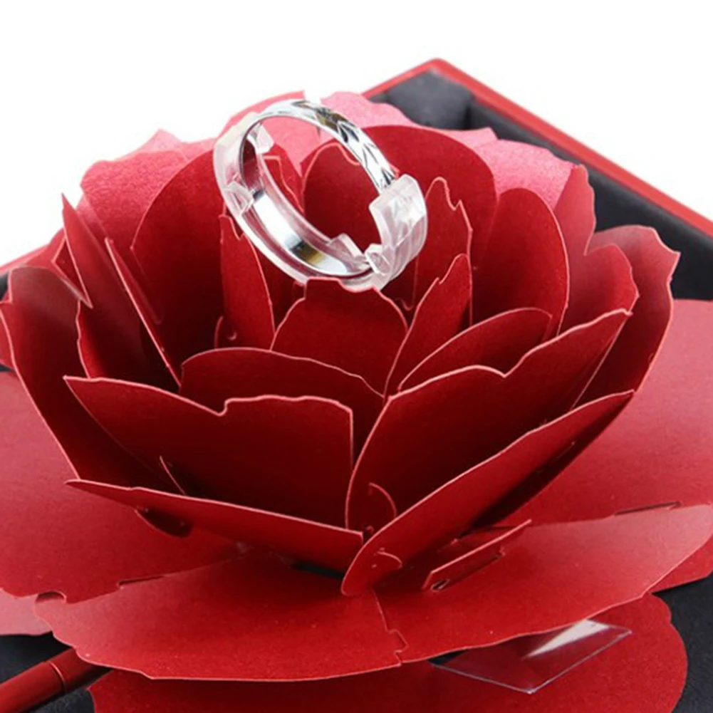 Горячая Женская уникальная роза Свадебные обручальные кольца коробка сюрприз для хранения ювелирных изделий H старше Винтаж