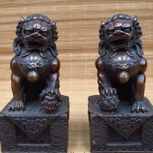 Bi003614 Китайский Фэн-Шуй Бронза Дворец Зло Дверь Bei Jing Фу Фу Собака Лев Пара