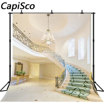 

Capisco Indoor Stairs photography Backgrounds Carpet Chandelier luxury Wedding Photo Backdrops Backgrounds For Photo Studio