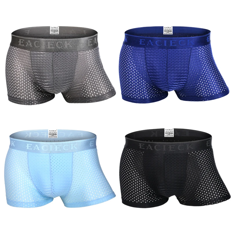 

4pece/Lot Mesh Silk mens underwear boxers Sexy Underwear men boxershorts Underwear gay cuecas M248C M~ XXXL