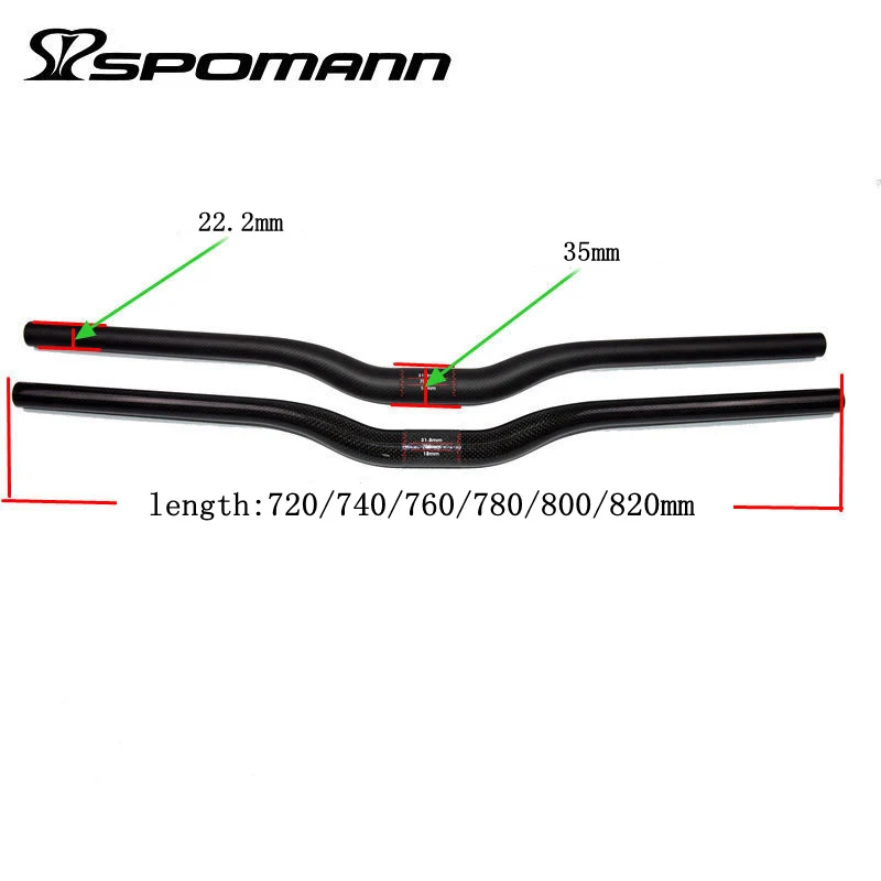Spomann светильник, руль для горного велосипеда из углеродного волокна 31,8/35 мм, высокопрочный руль для горного велосипеда 720-820 мм DH, велосипедные детали