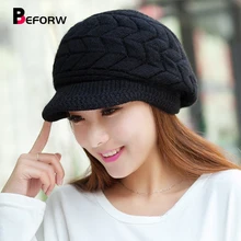 BEFORW берет женский шапки шляпа женские Вязание шапка мода Согревать зимние шапки для женщин Высокое качество шапка женская Черный красный балаклава береты женские