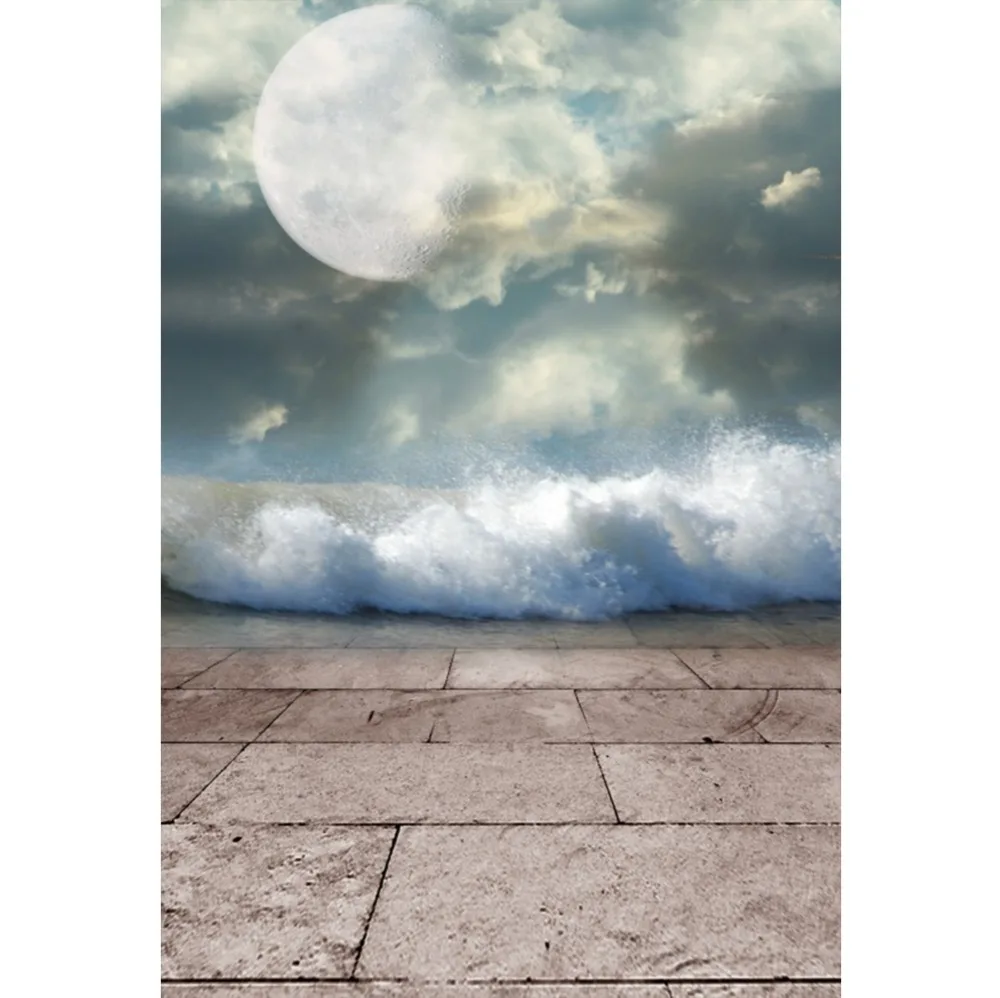 

Laeacco Vinyl Backdrops Moon Cloudy Sky Hazy Square Floor Baby Portrait Scenic Photography Background Photocall Photo Studio