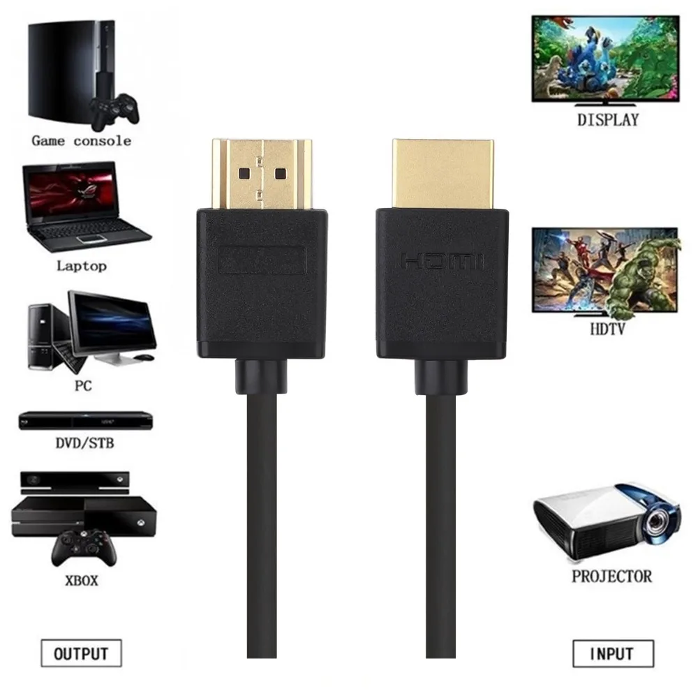 0,3 м 1,5 м 2 м 3 м 5 м 7,5 м 10 м 15 м позолоченный штекер Male-Male HDMI кабель 1,4 Версия 1080p 3D для PS3HDTV