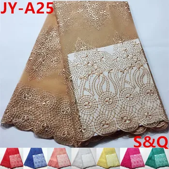 

Promotion 5yard african french lace fabric high quality latest african laces 2018 nigerian lace fabrics for wedding dress JY-A25