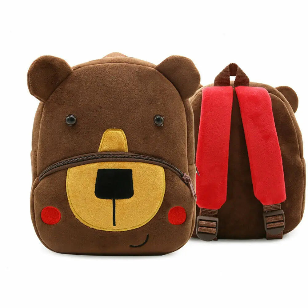 Модный детский мини-рюкзак с изображением животных для маленьких мальчиков, повседневный плюшевый школьный рюкзак для детского сада, сумка на плечо - Цвет: Coffee Bear