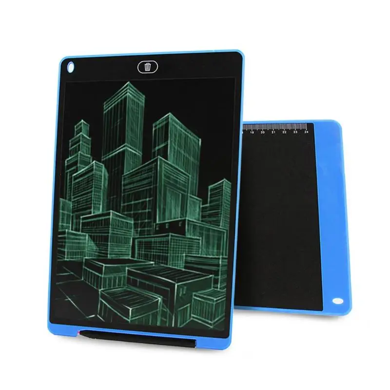 12 дюймов ЖК-планшет цифровой планшет для рисования планшет для рукописного ввода портативный электронный Графический блокнот доска с батареей CR2032 - Цвет: Синий