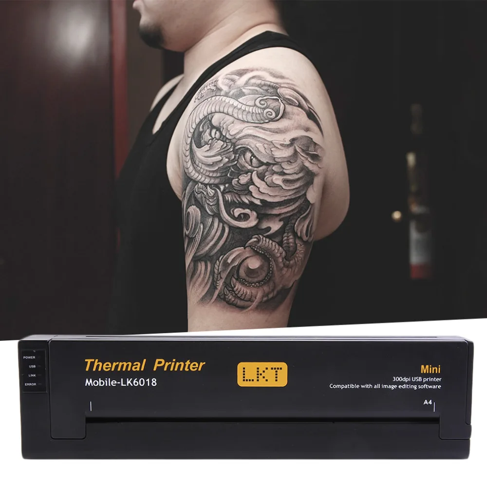 

Professional Lightweight Tattoo Drawing Design Copier Portable Tattoo Transfer Machine Paper Maker Printer US/EU Plug Black