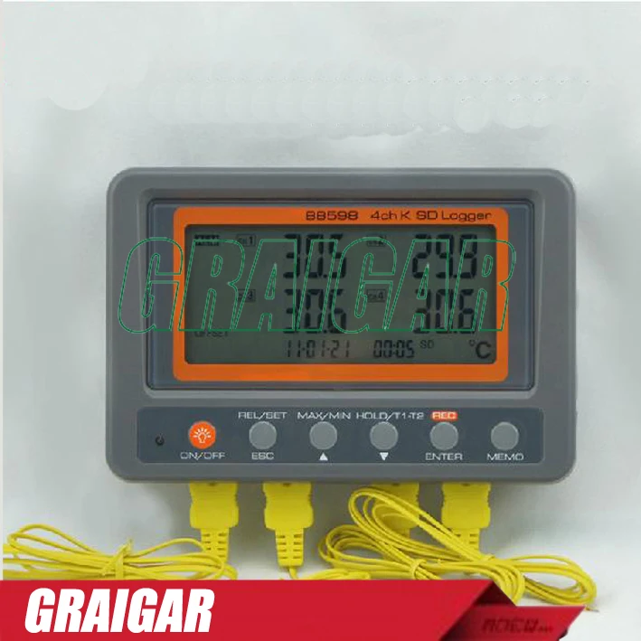 

Digital Thermometer Az88598 4 Channel K Type Thermometer SD Card Data Logger Temperature Logger
