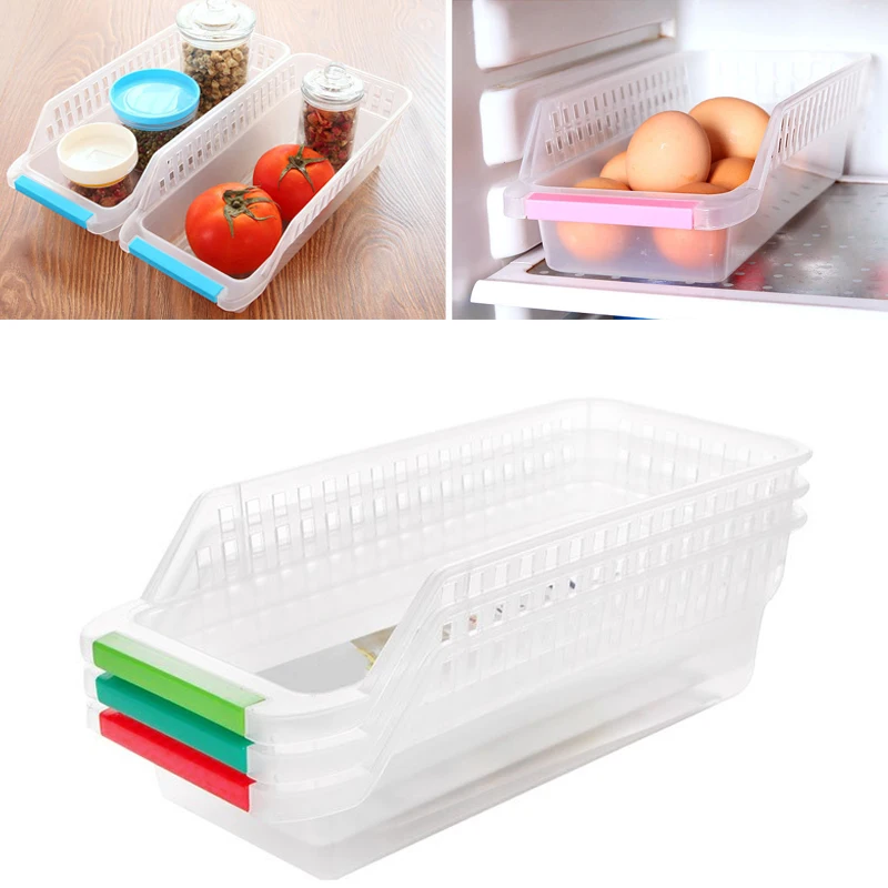 

Hoomall 2pcs Kitchen Refrigerator Organizer Fruits Vegetables Eggs Drawer Basket Drinking Slide Shelf Rack Plastic Storage Boxes
