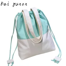 kai yunon Women Fashion Hit Color Canvas Drawstring Bags Shoulder Bag Casual Handbag Sep 21