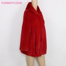 YUMMYCOOK, меховое пальто для женщин, средней длины, корейский темперамент, элегантное, морщинка, тонкая, высокая талия, с капюшоном, большой размер, шуба Y256