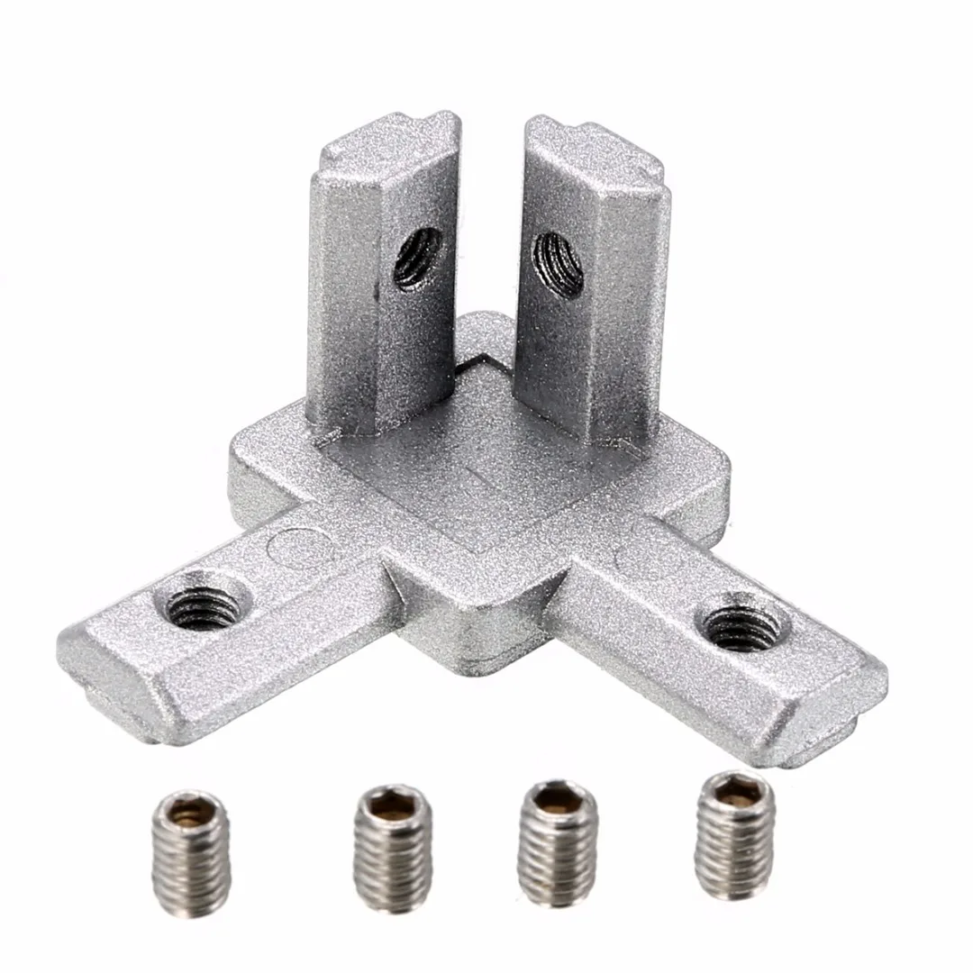 4pcs 2020 T Slot Aluminum Profile Corner Bracket 3-way With 16pcs Screw For 3D Printer
