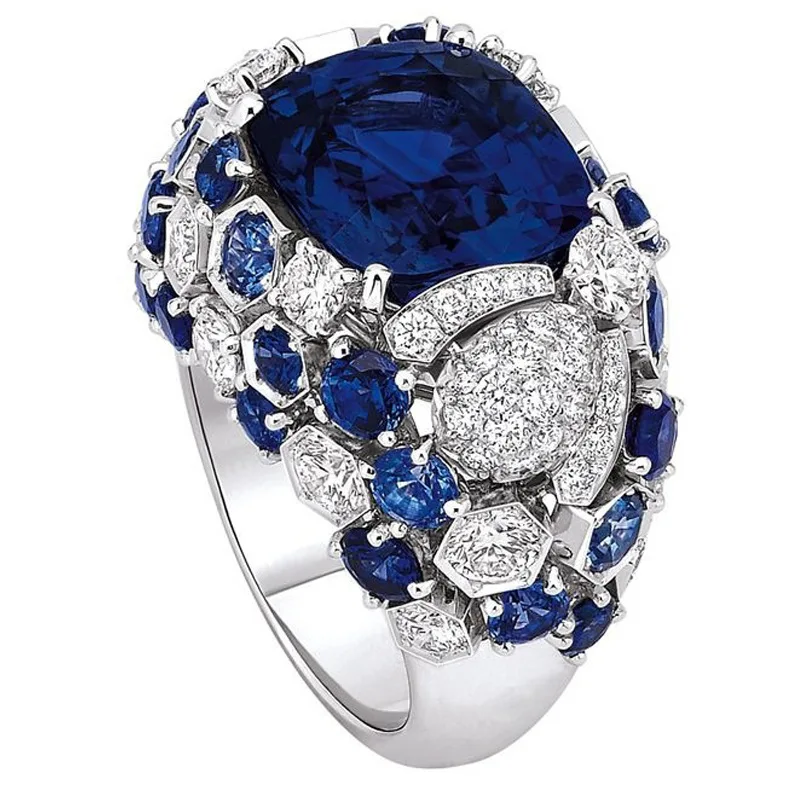 

Euramerican Luxury Blue Crystal Zircon Rings for Women Fashion Wedding Engagement Rings Women Party Jewelry anel feminino