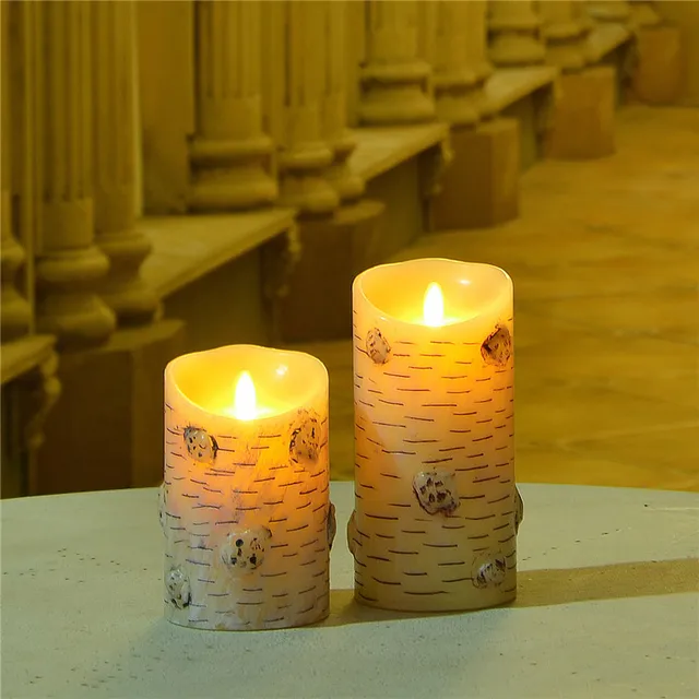 Luminara Real Wax Birch Bark Effect Flameless LED Candles
