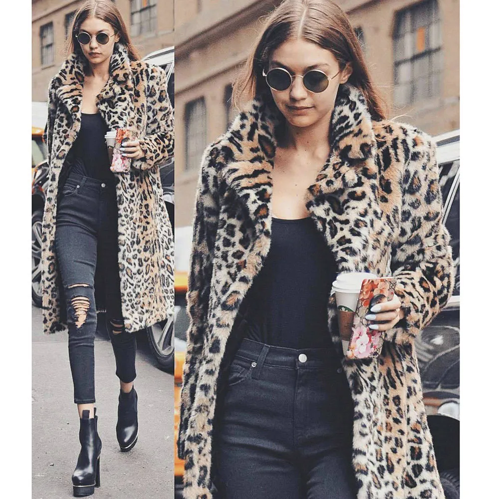 

KANCOOLD coats and jackets women Leopard Sexy Winter Warm Faux Fur Outwear fashion cotton clothing new jacket women 2018Oct17