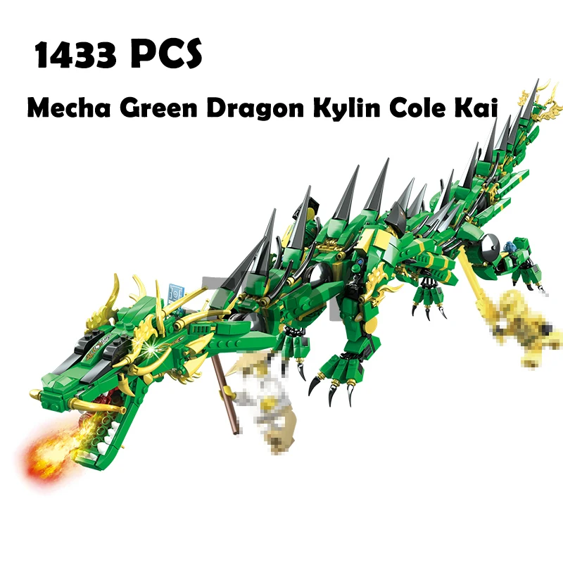 Compatible with lego Models building toy 8918 1443PCS 2in1 Ninja Mecha Green Dragon Kylin Cole Kai Building Blocks toy & hobbies