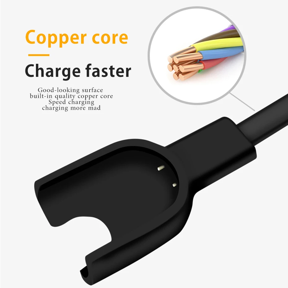 2pcs Charger Cable For Xiaomi Mi Band 3 2 Miband 3 Smart Wristband Bracelet for Xiaomi mi band 2 Charging cable USB Charger Line
