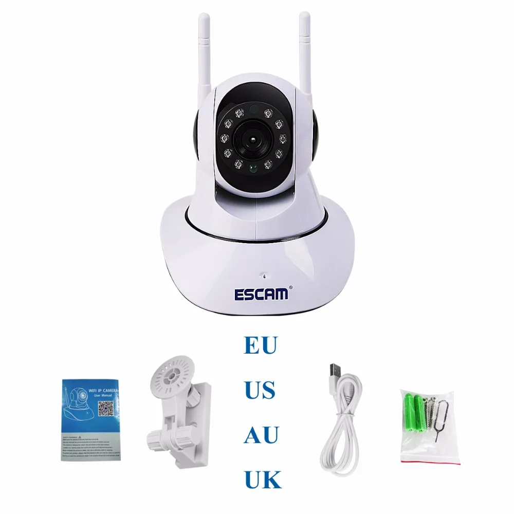 Escam g02 ptz wi fi камера dual антенна hd 720 P pan/tilt ИК IP Камера Поддержка ONVIF Макс до 128 ГБ
