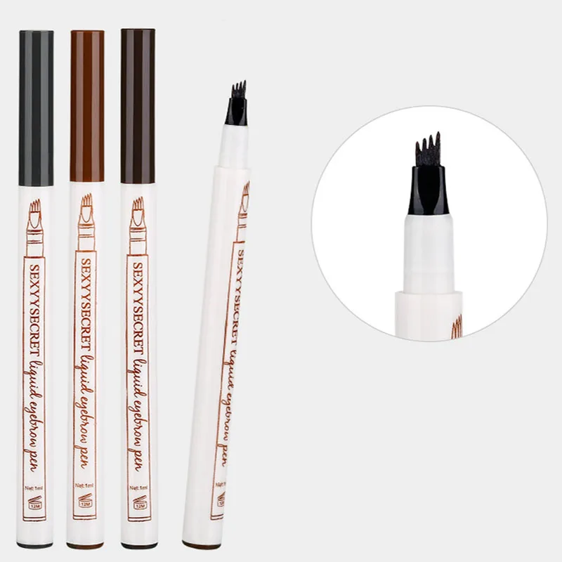 

Brand New Eyebrow Pencil Waterproof Fork Tip Eyebrow Tattoo Pen 4 Head Fine Sketch Liquid Eyebrow Enhancer Dye Tint Pen