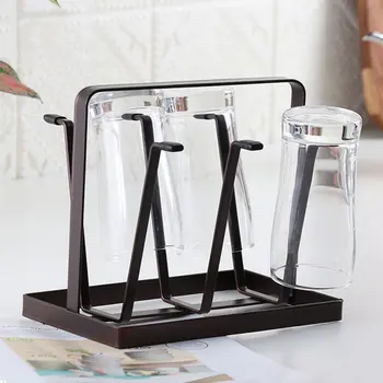 

Kitchen Metal 6 Cups Drain Storage Rack Holder Mug Glass Drying Rack Drainer Display Drinkware Organizer Kitchen Accessories