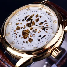 Winner Скелет автоматические механические часы высокого класса кожаный ремешок золотые часы мужские часы лучший бренд класса люкс Erkek Saat мужские часы