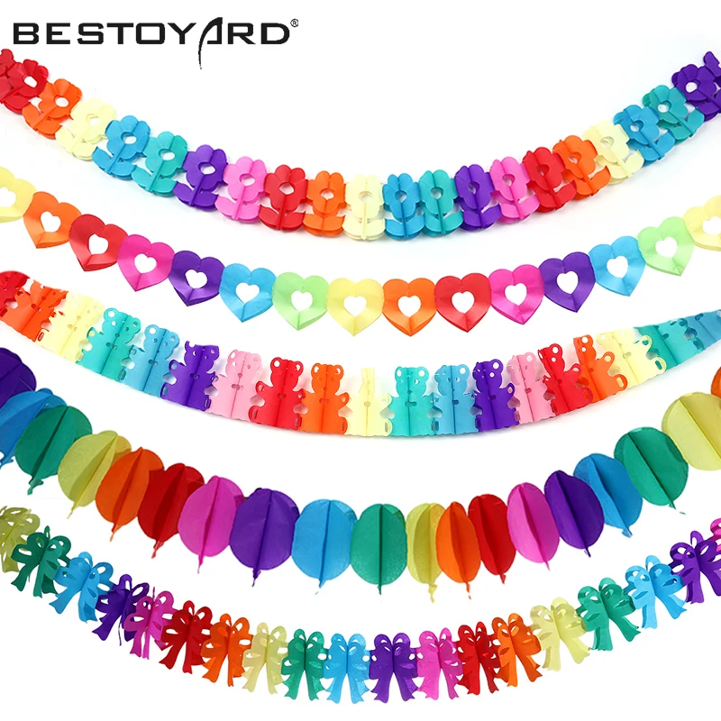 

Colorful Paper Garland Valentine's Day Kids Birthday Party Banner Wedding Hang Pennants Wedding BEAR Banner Flags
