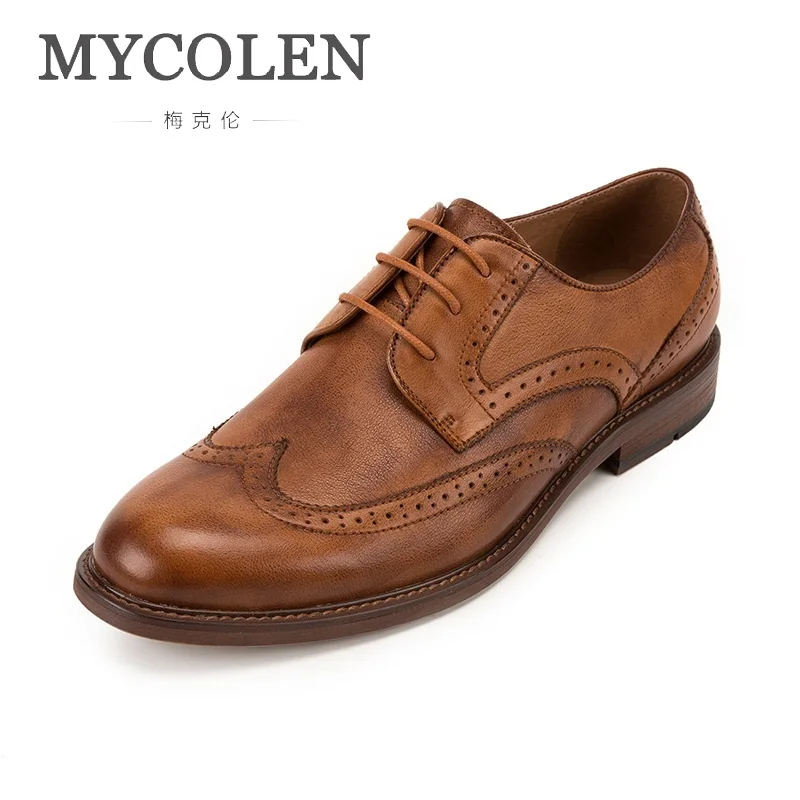 

MYCOLEN Luxury Brand Luxury Fashion Men Shoes Wedding Party Brogue Shoes Men Dress Shoes Genuine Leather Formal Business Shoes