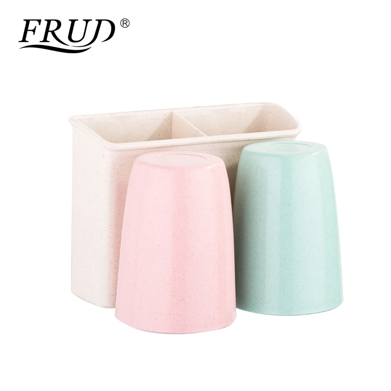 

Frud Wheat Straw Environmentally Friendly Toothpaste Distributor Suction Hooks Wall-mounted Toothbrush Bathroom Storage Y18090