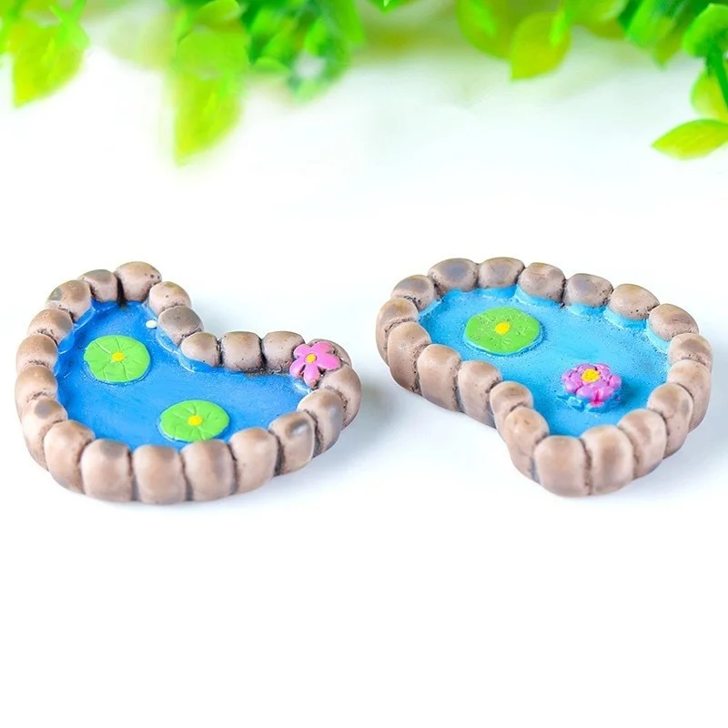 

2Pcs/set Lotus Pond Miniatures Fairy Garden Craft Decoration Micro Gnome Terrarium Figurine Gift