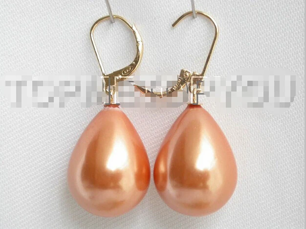 

> beautiful 12X15mm orange yellow shell pearls dangle Earrings E871 -Top quality free shipping