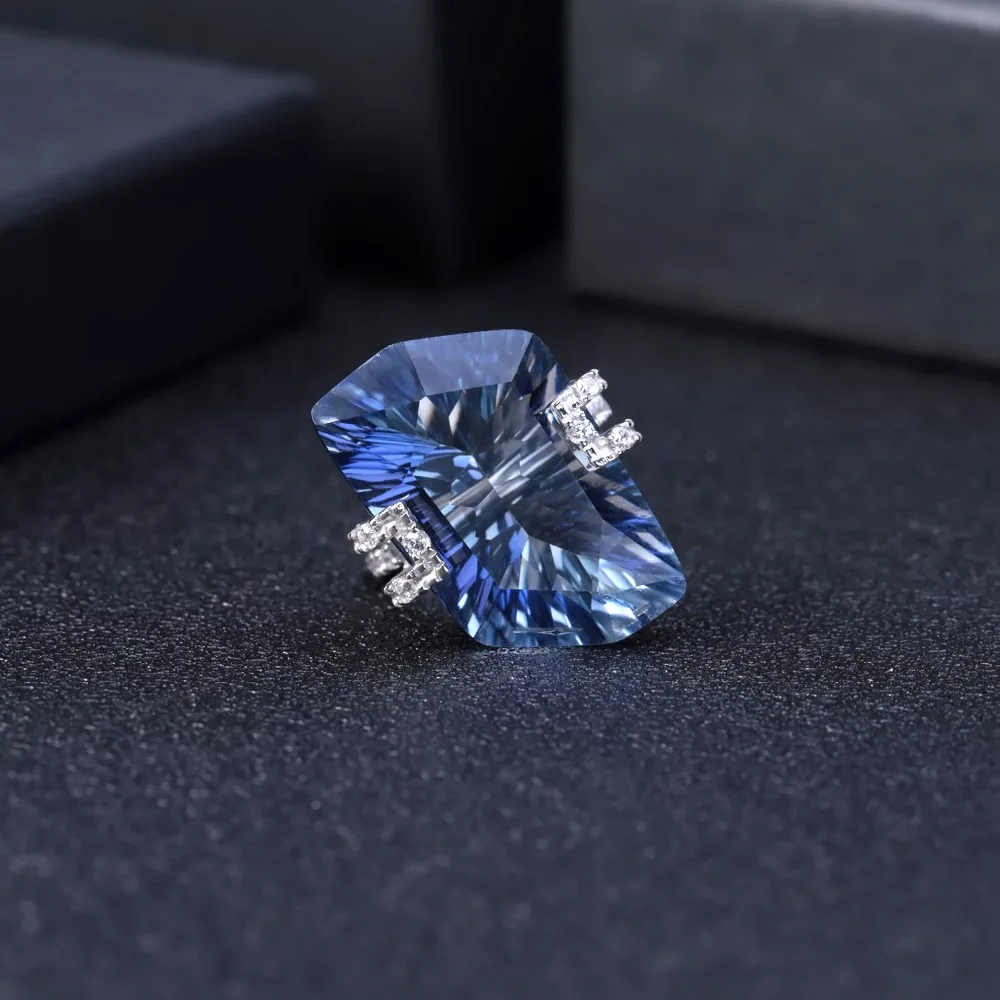 Gem's балетные 925 пробы серебряные коктейльные кольца 21.20Ct натуральный иолит синий мистический кварцевый камень кольцо для женщин ювелирные украшения