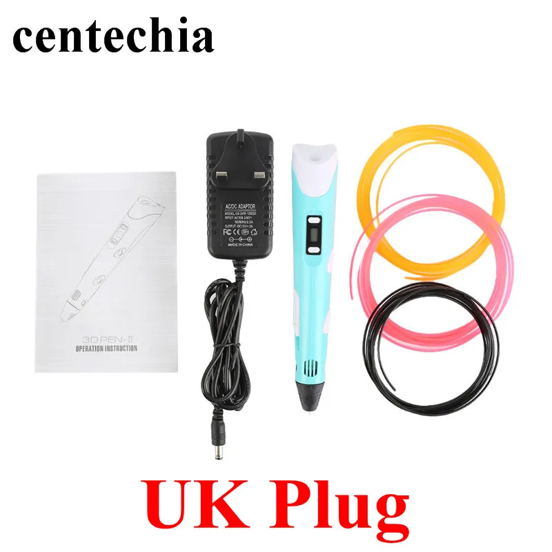 3D ручки Centechia 2-го поколения RP-100B светодиодный дисплей DIY 3d принтер ручка с 3 вида цветов ABS/PLA художественные 3d ручки для детей Инструменты для рисования - Цвет: blue