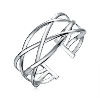 

Original 925 Silver Bracelets Women Open Silver Big Cross Bangle Chain Bracelet Charm Cross Authentic Luxury Jewelry turmalin