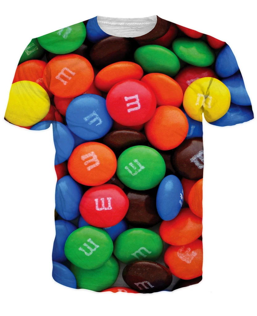 Women-Men-3d-M-M-T-Shirt-Crunchy-Chocolate-Colorful-Button-shaped-Candy ...