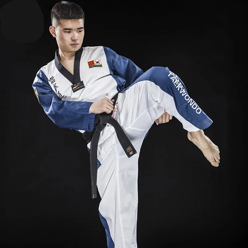 Good Quality Red Black tae kwon do dobok long sleeve adult Martial arts