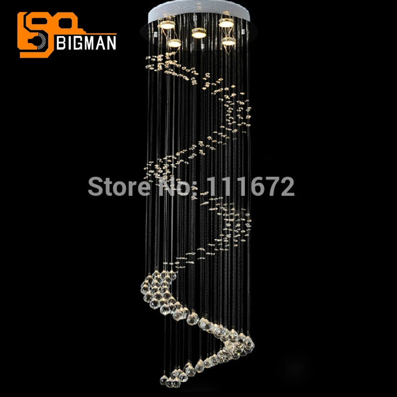 

Free shipping new flush mount modern crystal lamp home lighting Dia60*H180cm staircase chandelier